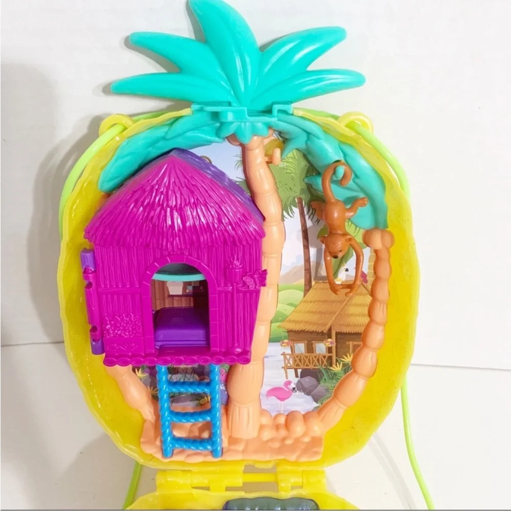 Polly Pocket Tropicool Plastic Pineapple 🍍 Crossbody Bag Purse Compact 💛🩷💜💚